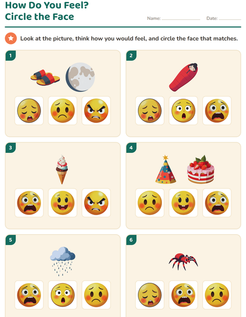 Preview of Feelings worksheet for kindergarten