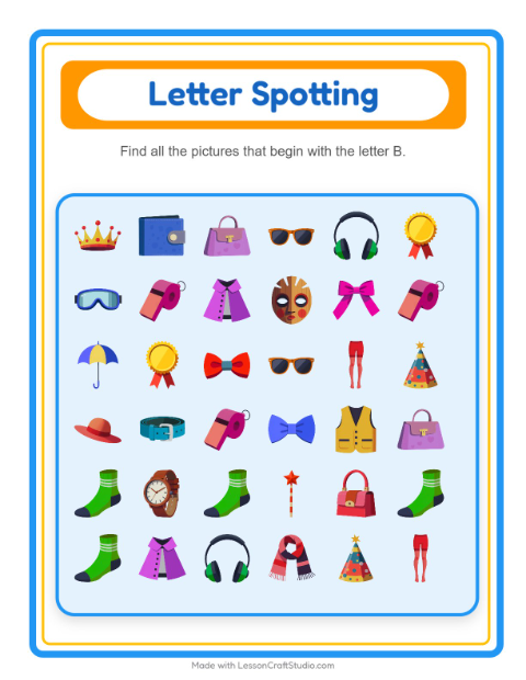 Preview of Find And Count worksheet featuring Accessories for preschool