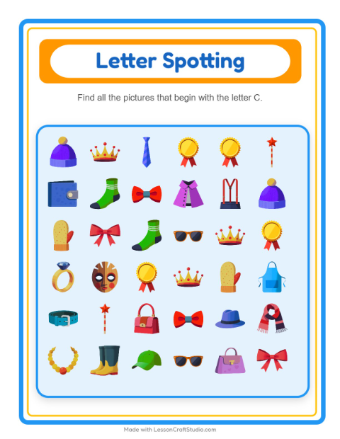 Beginning Sounds with Accessories — Letter C