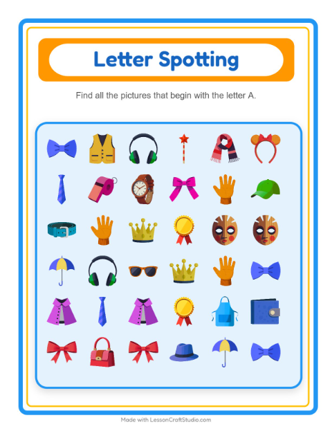 Beginning Sounds with Accessories — Letter A