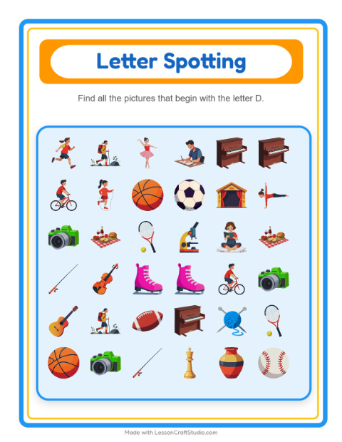 Beginning Sounds with Activities — Letter D