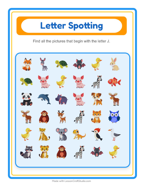 Preview of Find And Count worksheet featuring Animals for preschool
