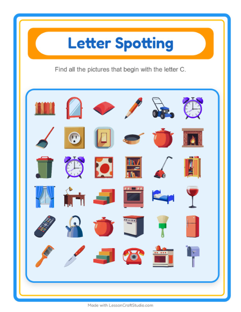 Beginning Sounds with Household Things — Letter C