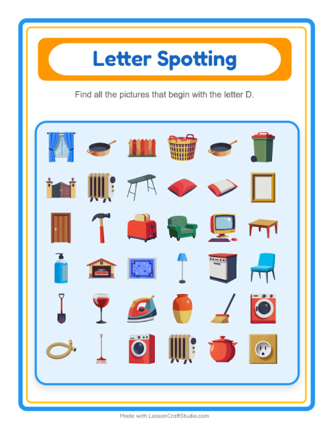 Beginning Sounds with Household Things — Letter D
