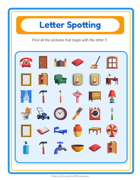 Preview of Pattern Train worksheet featuring Furniture for kindergarten