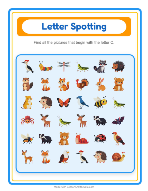 Preview of Find And Count worksheet featuring Forest Creatures for preschool