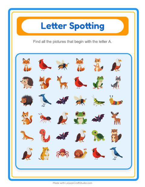 Preview of Find And Count worksheet featuring Forest Creatures for preschool