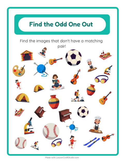 Preview of Find Objects worksheet featuring Activities for kindergarten