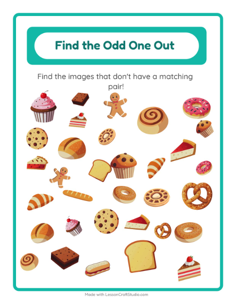 Preview of Find Objects worksheet featuring Bakery for kindergarten