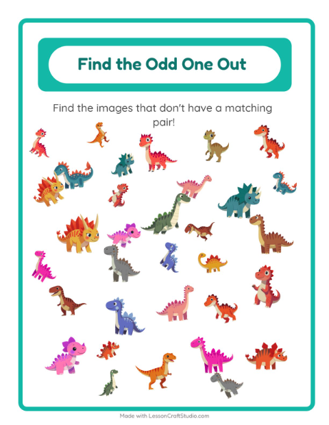 Spot the Odd One with Dinosaurs