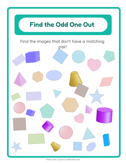 Preview of Find Objects worksheet featuring Shapes for kindergarten