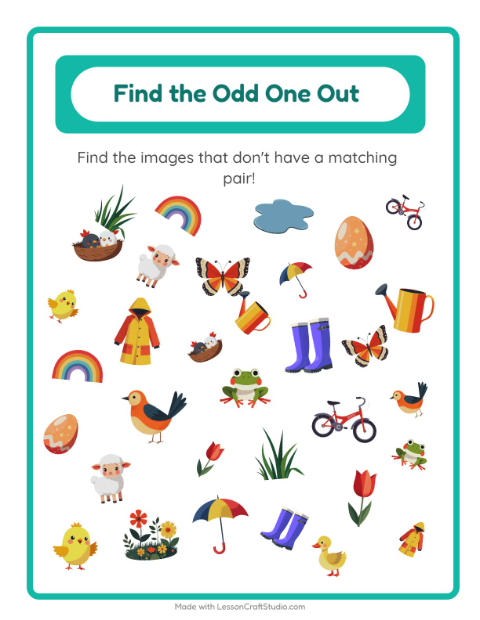 Preview of Find Objects worksheet featuring Spring for kindergarten