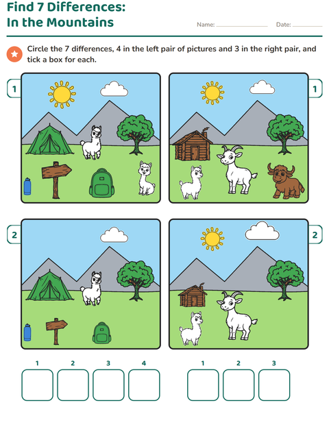 Preview of Find the Differences worksheet for grade 1
