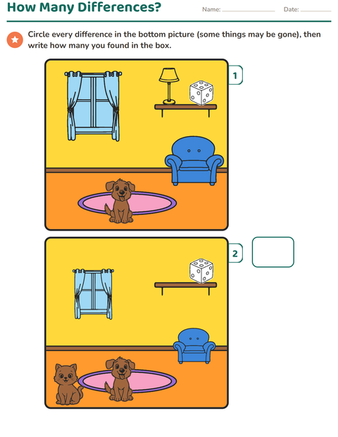 Preview of Find the Differences worksheet for grade 1