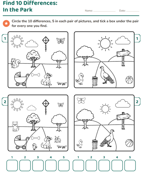 Preview of Find the Differences worksheet for grade 2