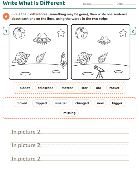 Preview of Find the Differences worksheet for grade 2
