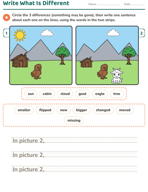 Preview of Find the Differences worksheet for grade 2