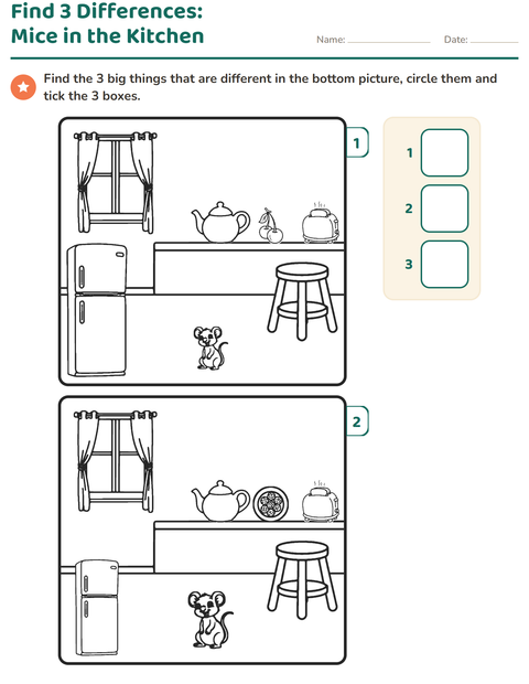 Preview of Find the Differences worksheet for kindergarten