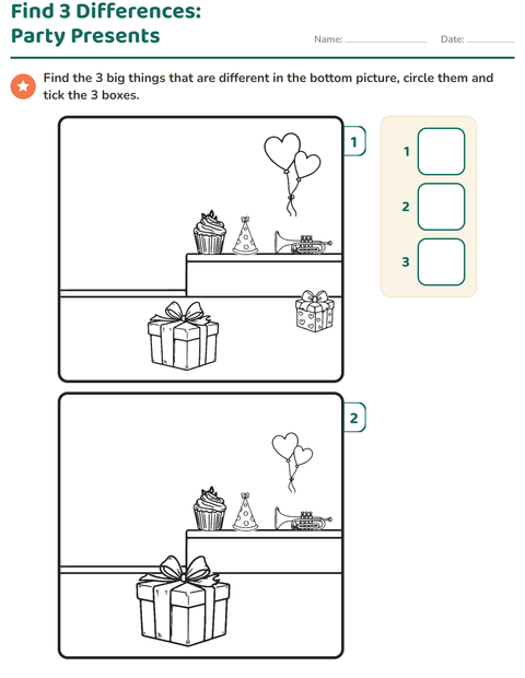 Preview of Find the Differences worksheet for kindergarten