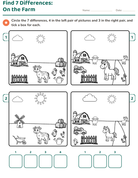 Preview of Find the Differences worksheet for grade 1
