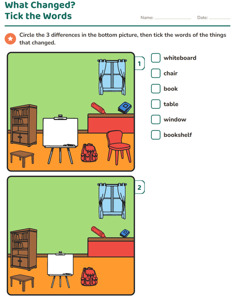 Preview of Find the Differences worksheet for grade 1