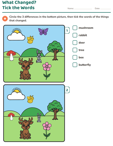 Preview of Find the Differences worksheet for grade 1