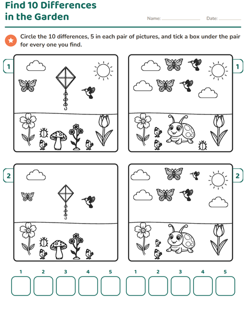 Preview of Find 10 Differences in the Garden