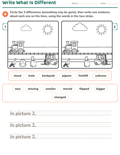 Preview of Find the Differences worksheet for grade 2