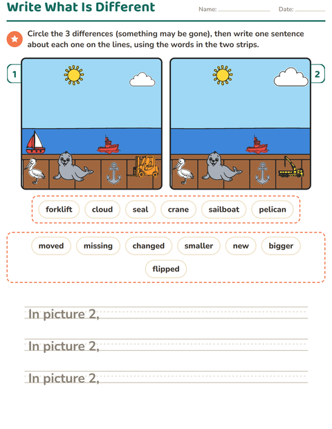Preview of Find the Differences worksheet for grade 2