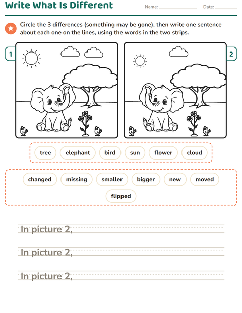 Preview of Find the Differences worksheet for grade 2