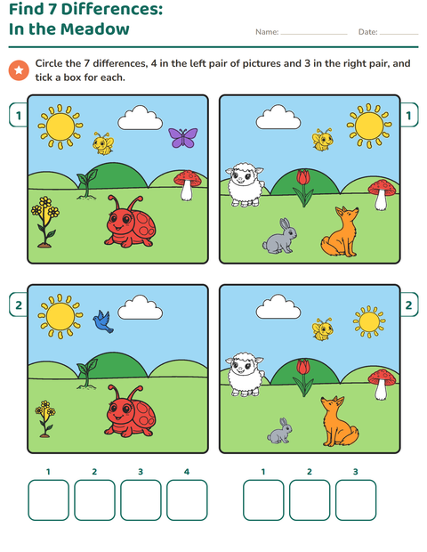 Preview of Find the Differences worksheet for grade 1