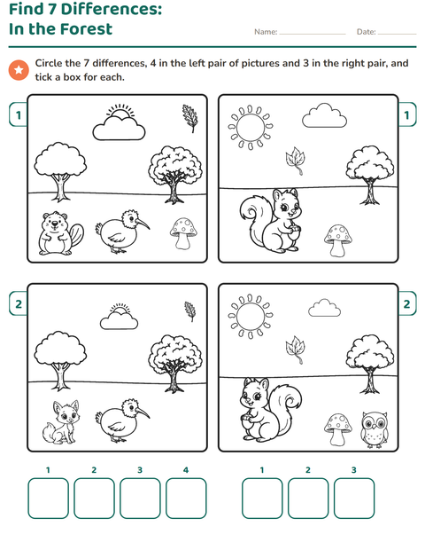Preview of Find the Differences worksheet for grade 1