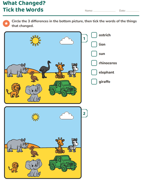Preview of Find the Differences worksheet for grade 1
