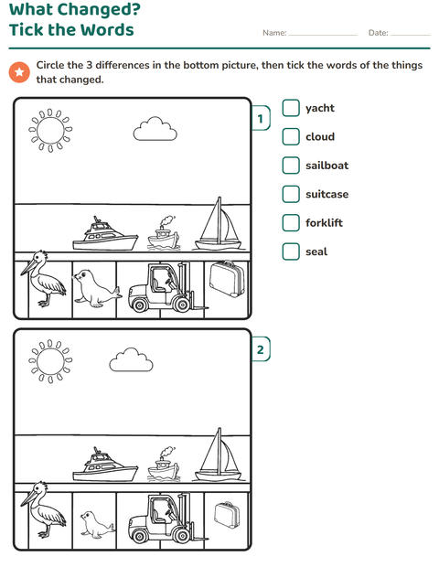 Preview of Find the Differences worksheet for grade 1