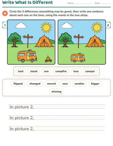 Preview of Find the Differences worksheet for grade 2