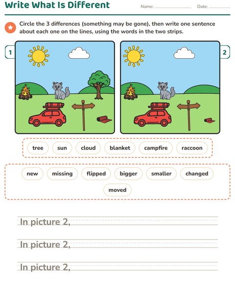 Preview of Find the Differences worksheet for grade 2