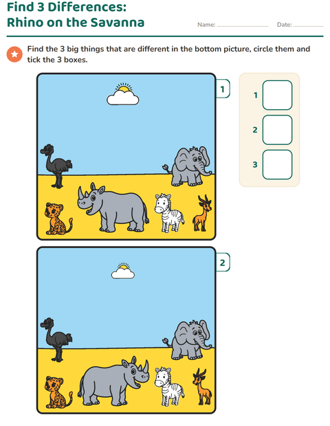 Preview of Find the Differences worksheet for kindergarten