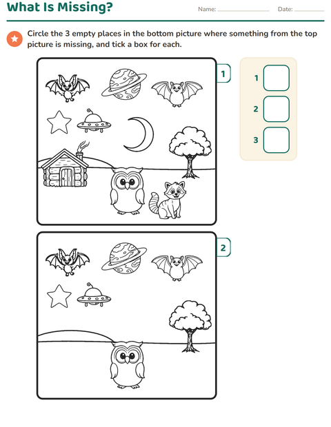 Preview of Find the Differences worksheet for kindergarten