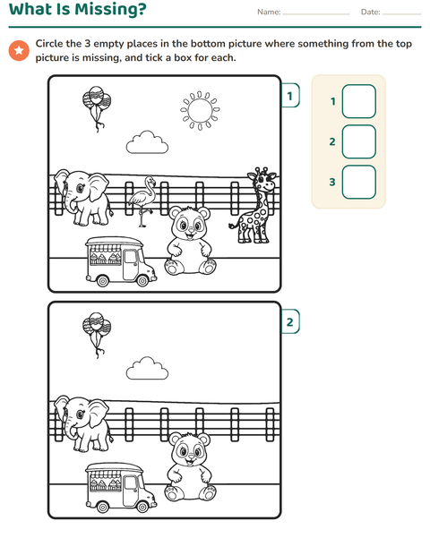 Preview of Find the Differences worksheet for kindergarten