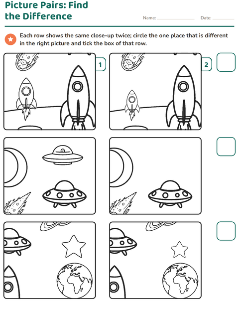 Preview of Find the Differences worksheet for kindergarten