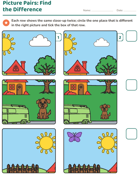 Preview of Find the Differences worksheet for kindergarten