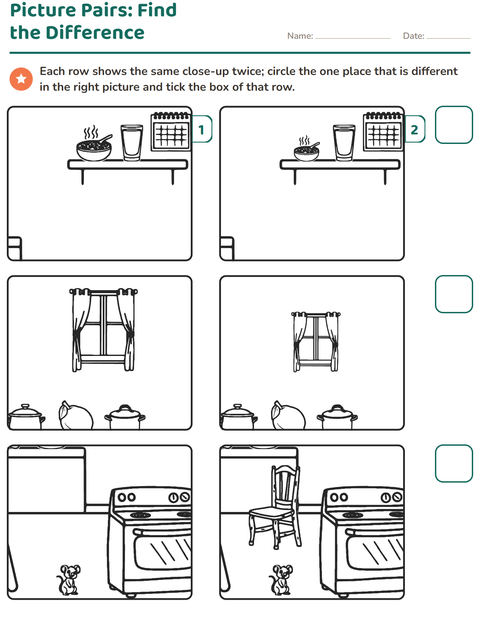 Preview of Find the Differences worksheet for kindergarten