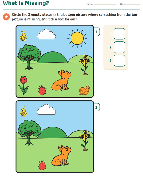 Preview of Find the Differences worksheet for kindergarten