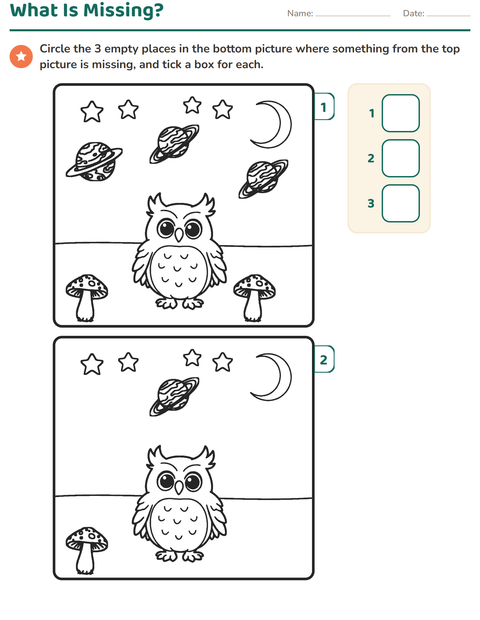 Preview of Find the Differences worksheet for kindergarten