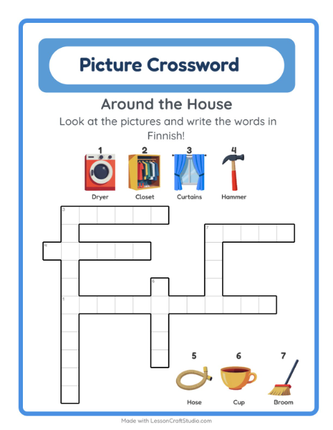 Picture crossword – Household Things