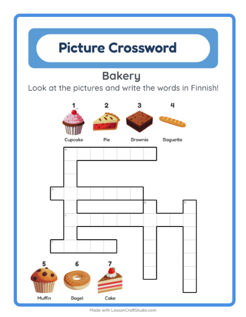 Picture crossword – Bakery Treats