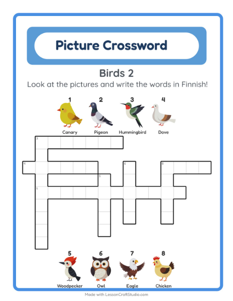 Picture crossword – More Birds