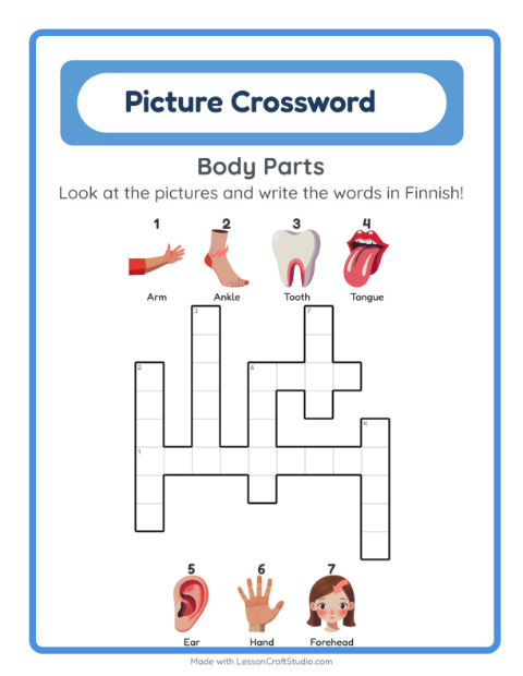 Picture crossword – Body Parts