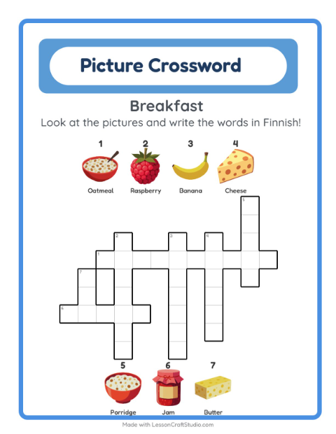 Picture crossword – Breakfast