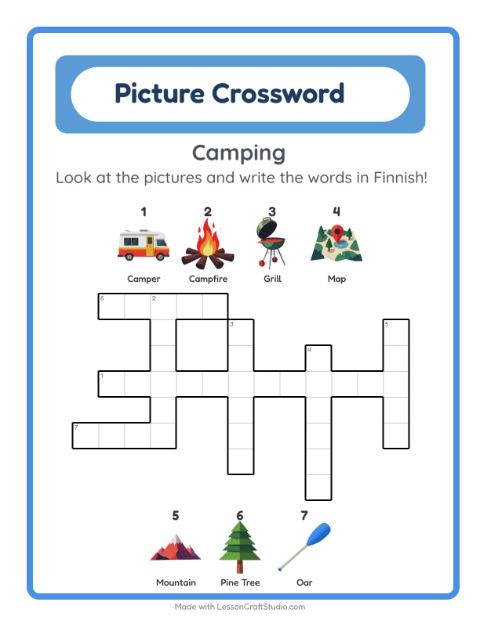 Picture crossword – Camping Gear